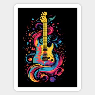 Colorful guitar psychodelic splash Magnet